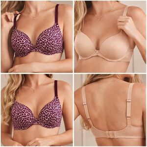 Victoria’s Secret + Adore Me Demi Bras Bundle‎ Nude Leopard Print 34D Supportive